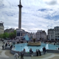 Trafalgar Square and protestors