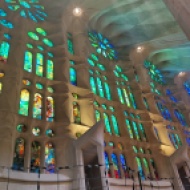 Stain glass window with light